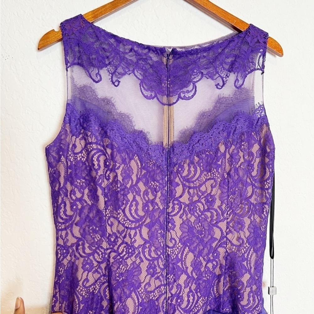 Tadashi Shoji Purple Aries lace $ chiffon Dress Gown.Sz 14 - Picture 6 of 14
